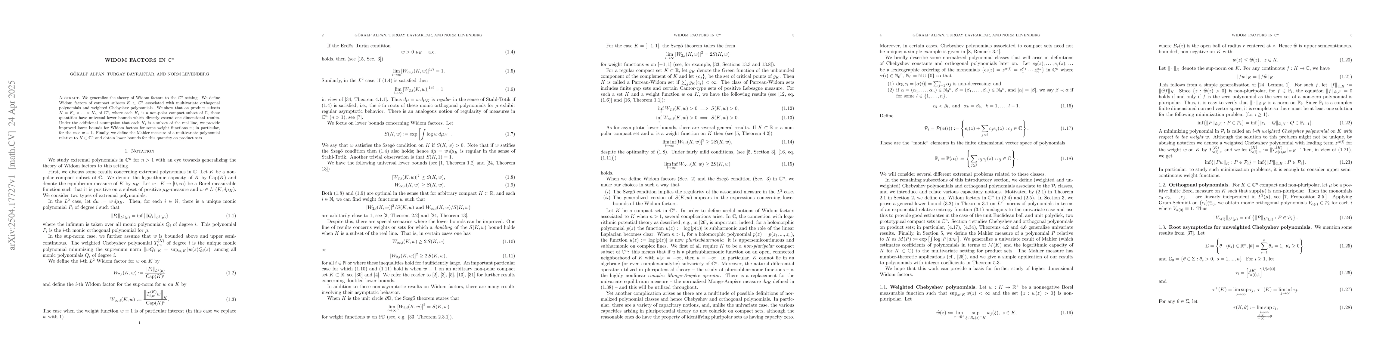 Thumbnail for Widom factors in $\mathbb C^n$