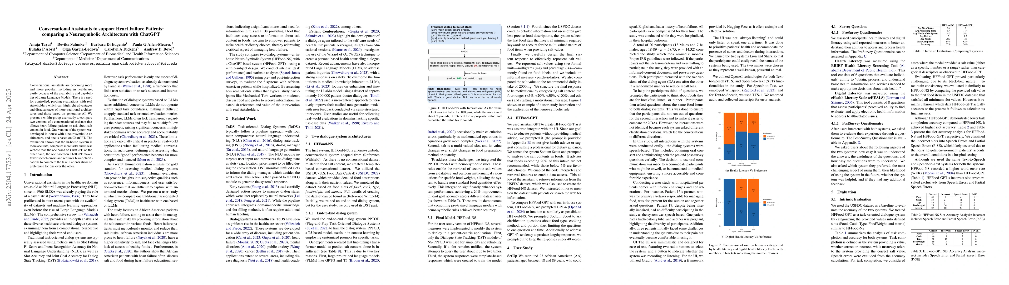 Thumbnail for Conversational Assistants to support Heart Failure Patients: comparing a
  Neurosymbolic Architecture with ChatGPT