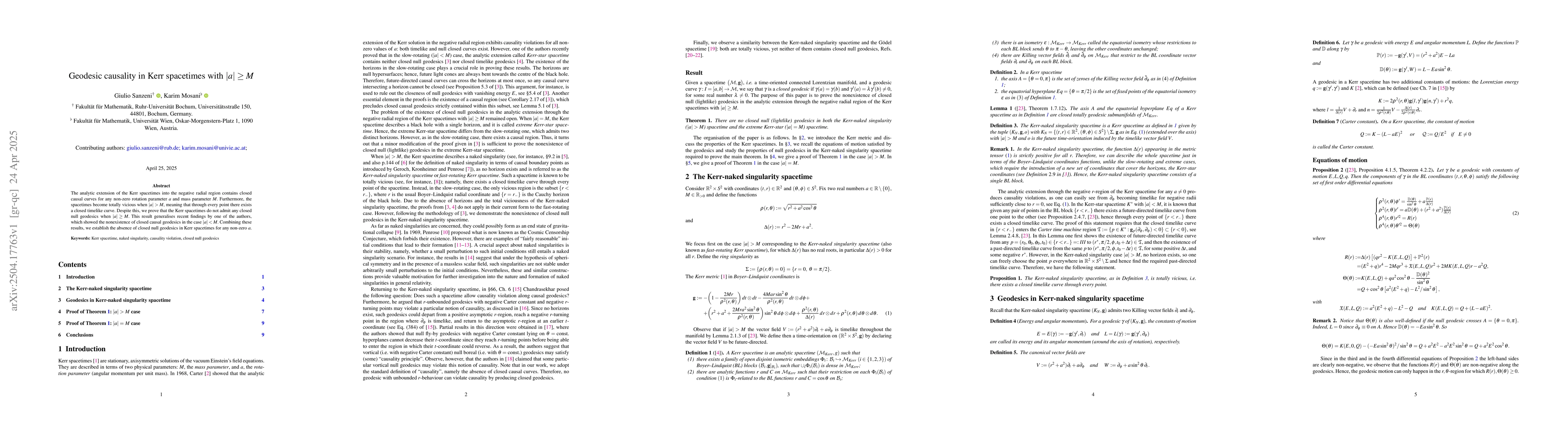 Thumbnail for Geodesic causality in Kerr spacetimes with $|a|\geq M$