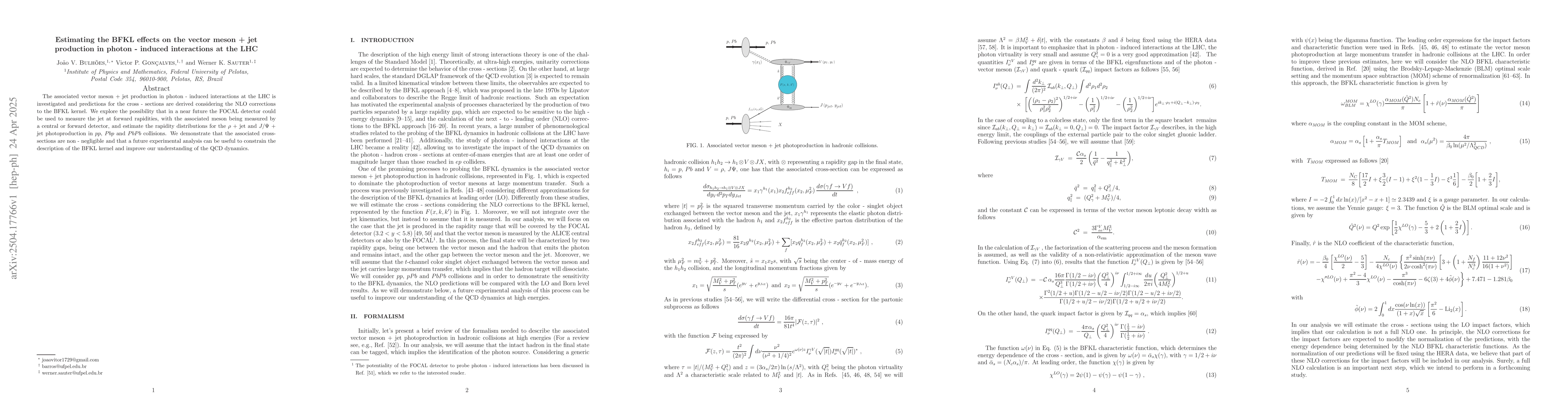 Thumbnail for Estimating the BFKL effects on the vector meson + jet production in
  photon - induced interactions at the LHC