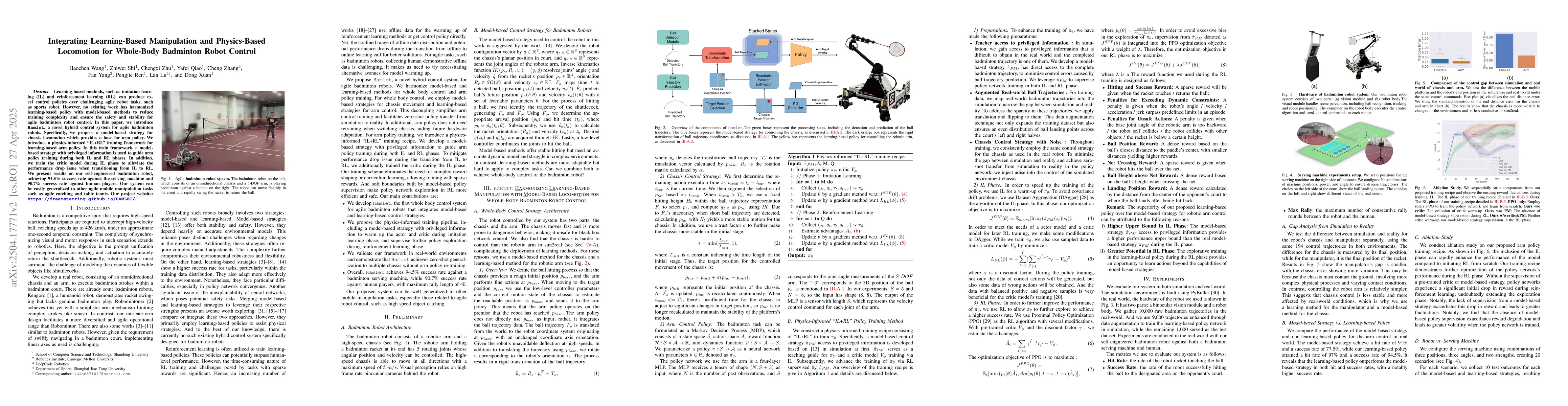 Thumbnail for Integrating Learning-Based Manipulation and Physics-Based Locomotion for
  Whole-Body Badminton Robot Control