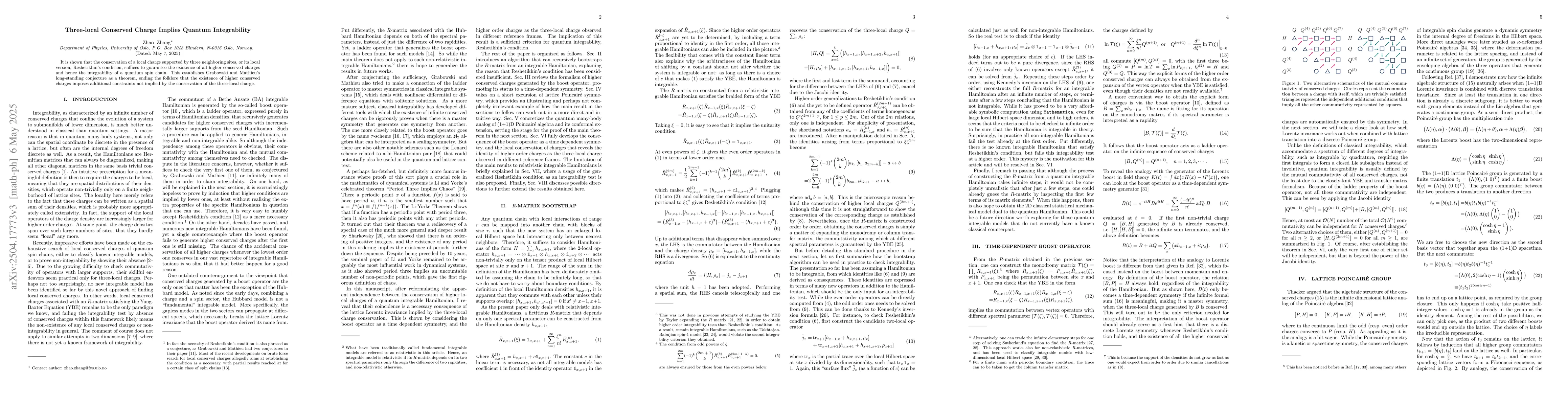 Thumbnail for Three-local Conserved Charge Implies Quantum Integrability