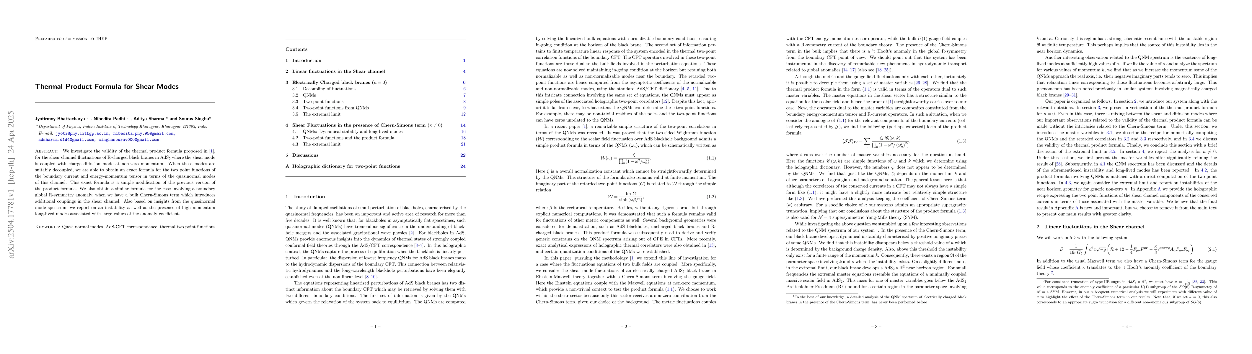 Thumbnail for Thermal Product Formula for Shear Modes
