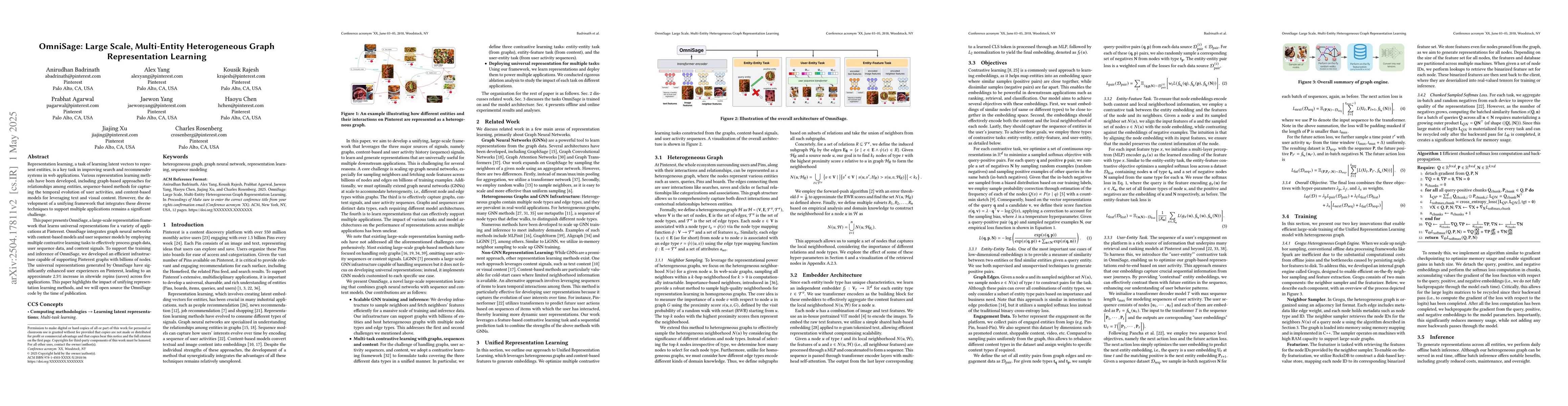 Thumbnail for OmniSage: Large Scale, Multi-Entity Heterogeneous Graph Representation
  Learning