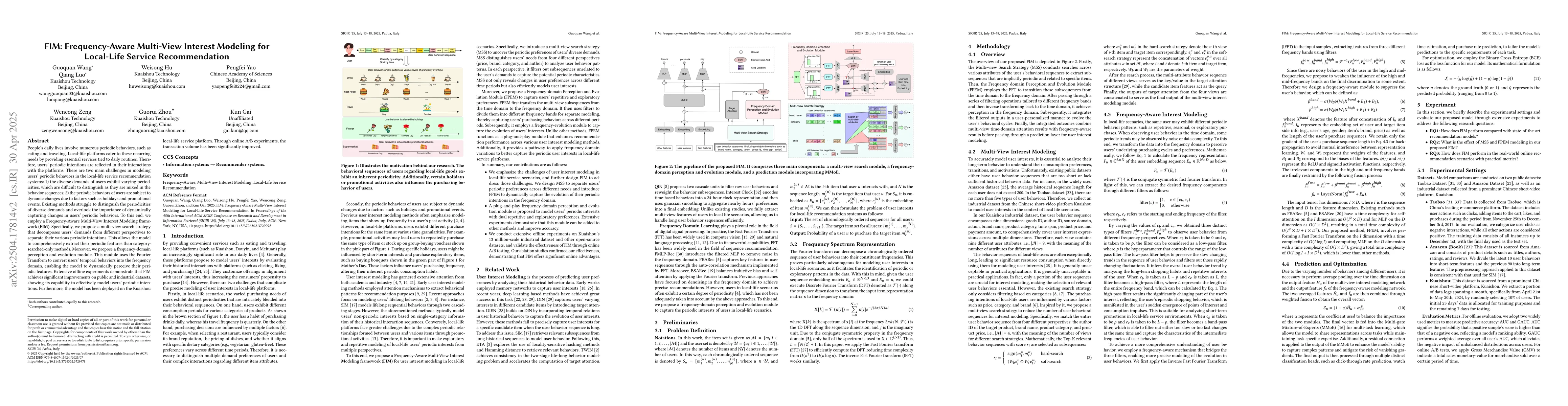 Thumbnail for FIM: Frequency-Aware Multi-View Interest Modeling for Local-Life Service
  Recommendation