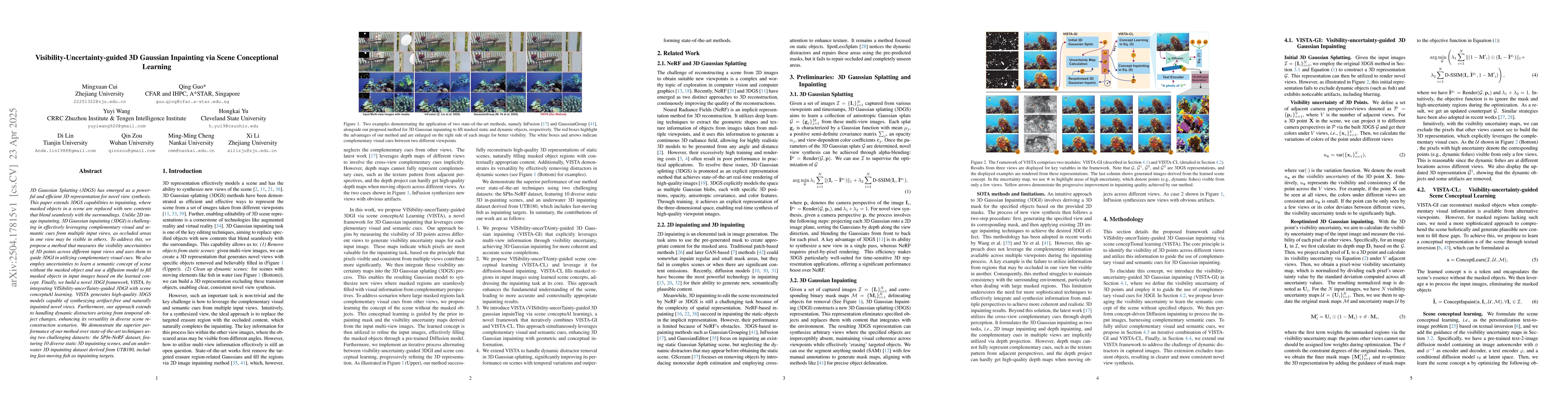 Thumbnail for Visibility-Uncertainty-guided 3D Gaussian Inpainting via Scene
  Conceptional Learning