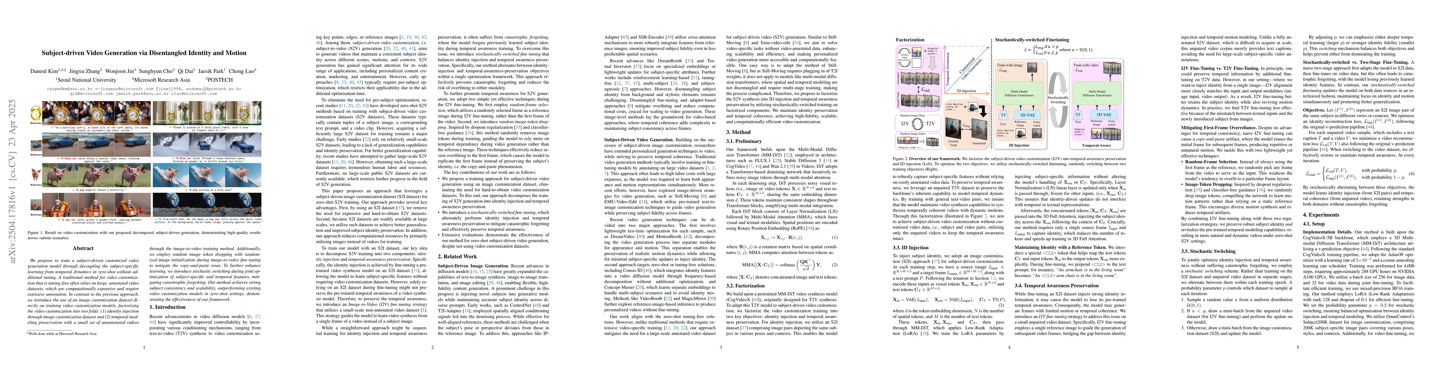 Thumbnail for Subject-driven Video Generation via Disentangled Identity and Motion