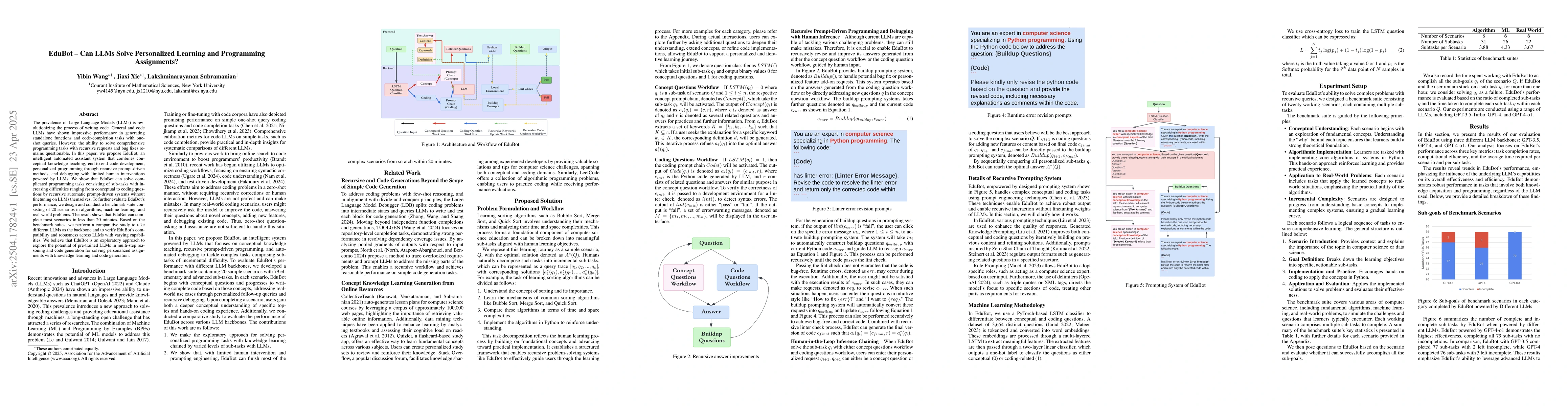 Thumbnail for EduBot -- Can LLMs Solve Personalized Learning and Programming
  Assignments?