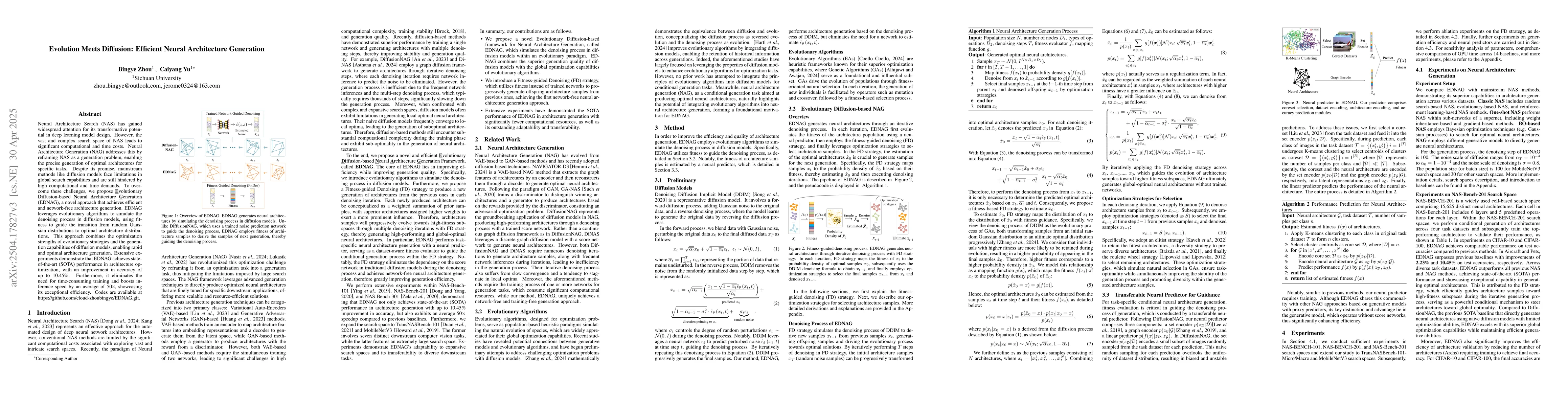 Thumbnail for Evolution Meets Diffusion: Efficient Neural Architecture Generation