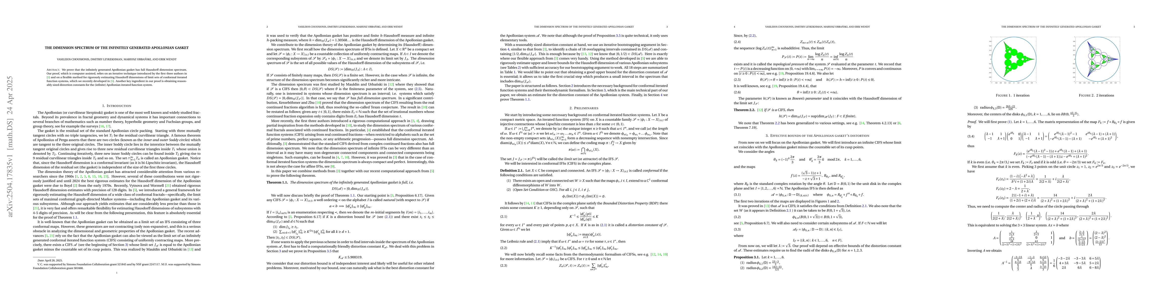 Thumbnail for The dimension spectrum of the infinitely generated Apollonian gasket