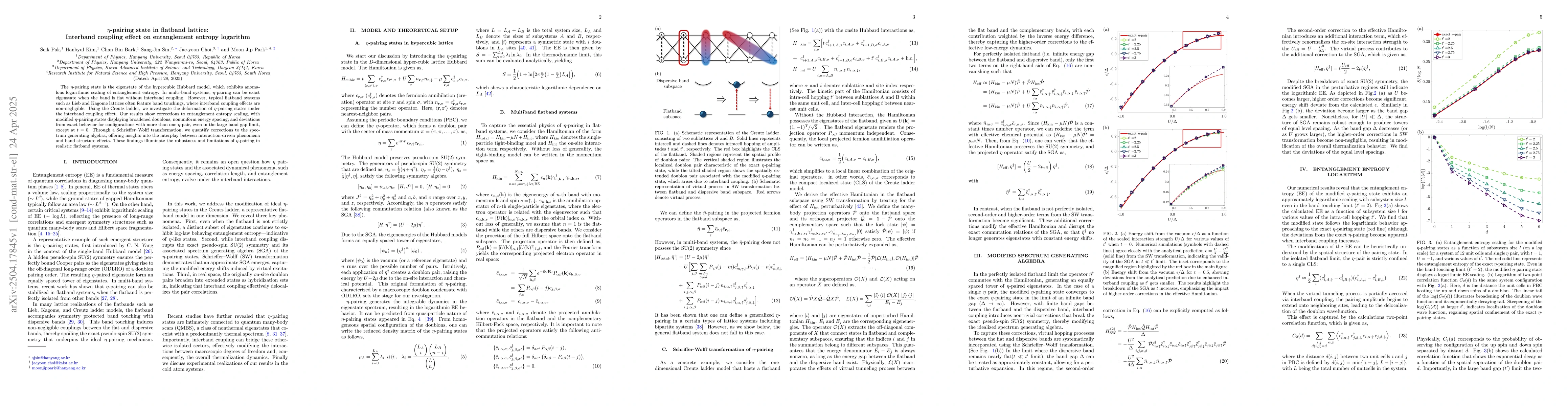 Thumbnail for Eta-pairing state in flatband lattice: Interband coupling effect on
  entanglement entropy logarithm