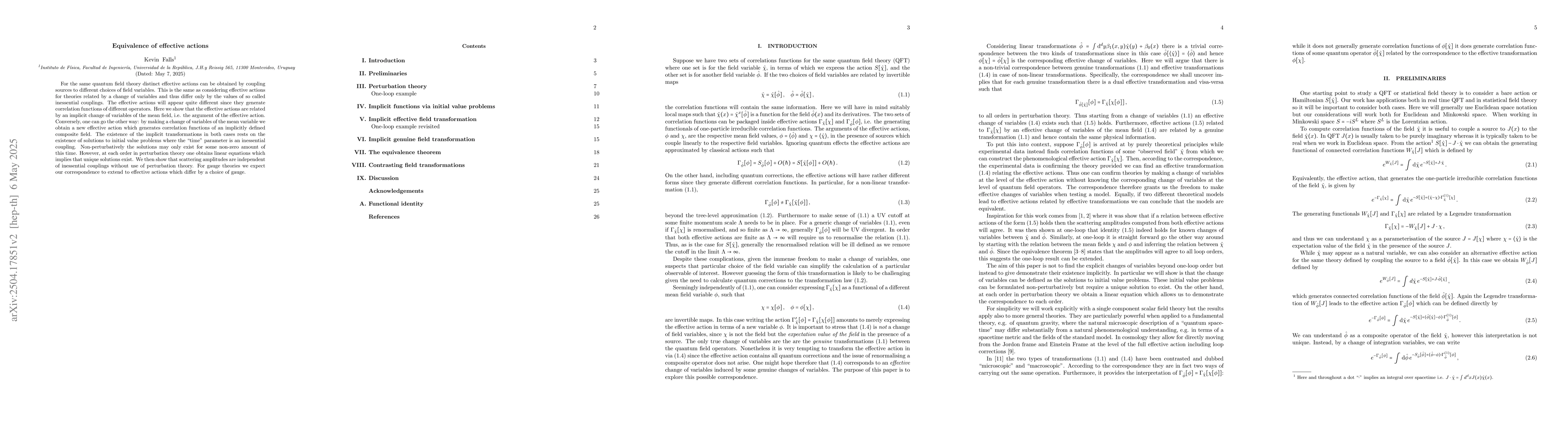 Thumbnail for Equivalence of effective actions