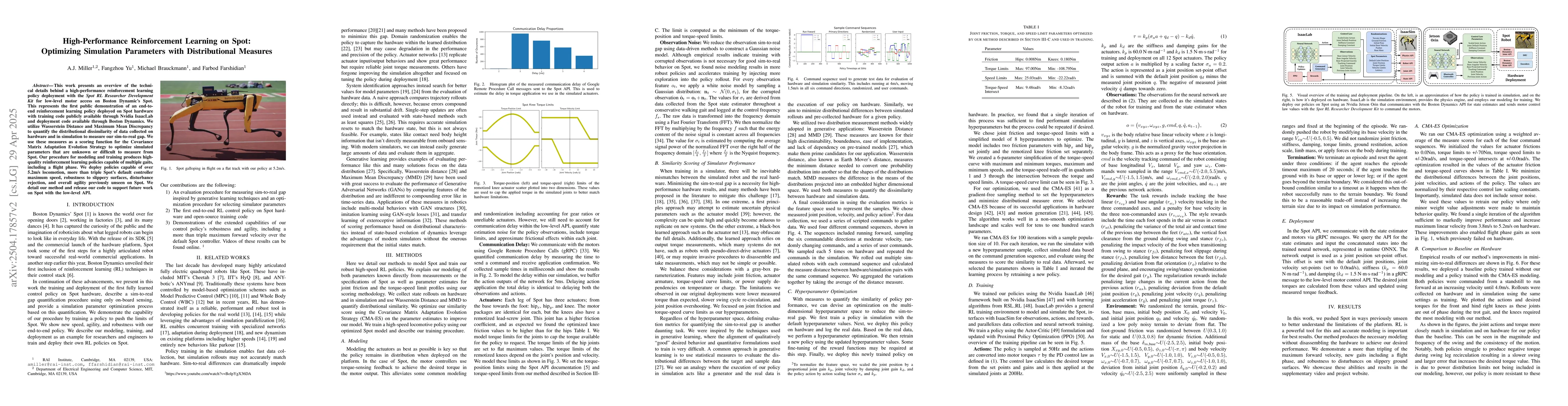 Thumbnail for High-Performance Reinforcement Learning on Spot: Optimizing Simulation
  Parameters with Distributional Measures