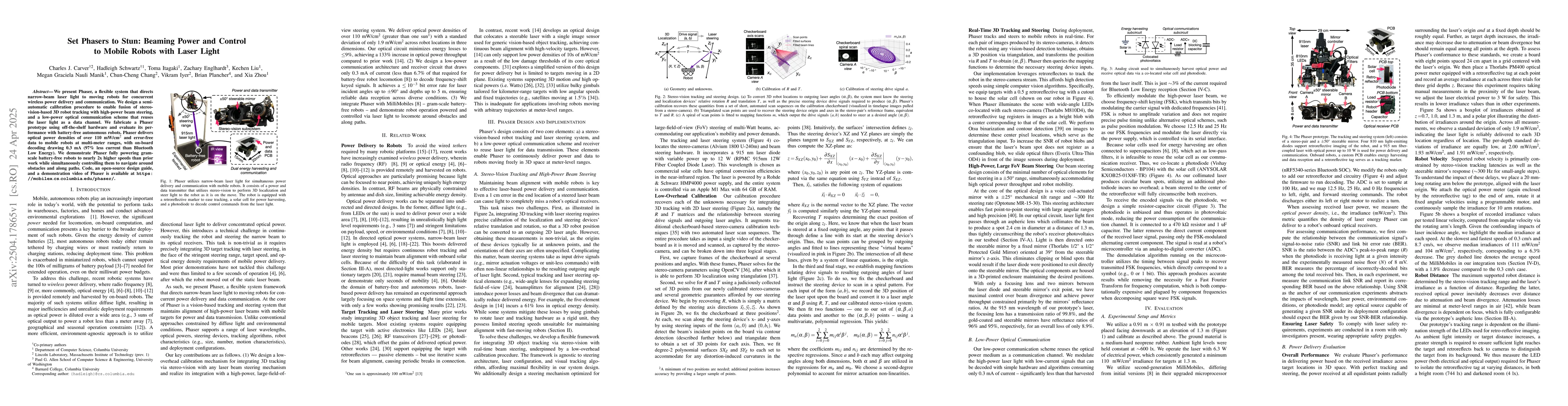 Thumbnail for Set Phasers to Stun: Beaming Power and Control to Mobile Robots with
  Laser Light