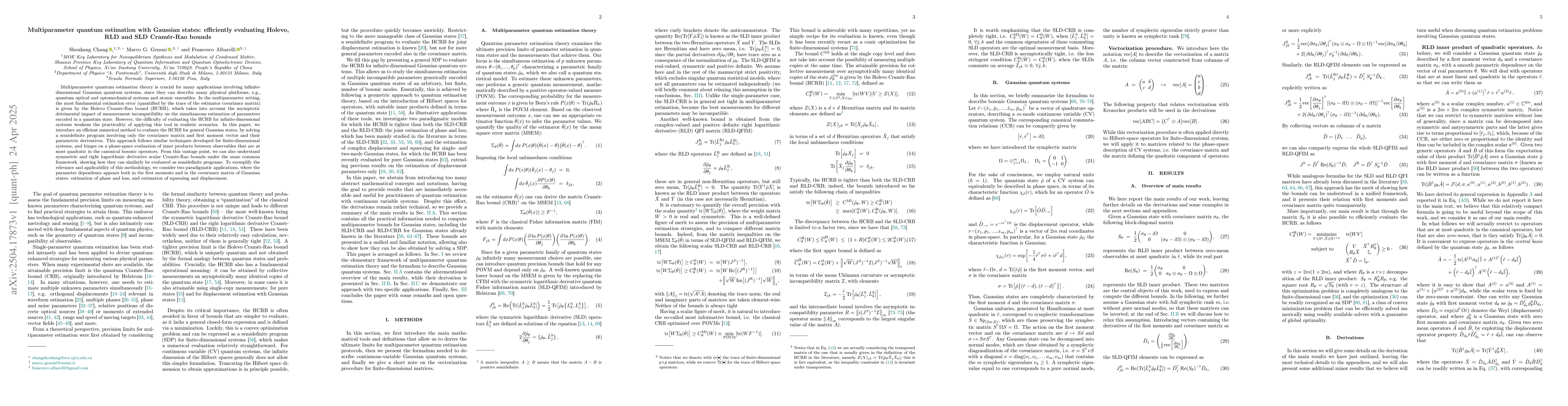 Thumbnail for Multiparameter quantum estimation with Gaussian states: efficiently
  evaluating Holevo, RLD and SLD Cramér-Rao bounds