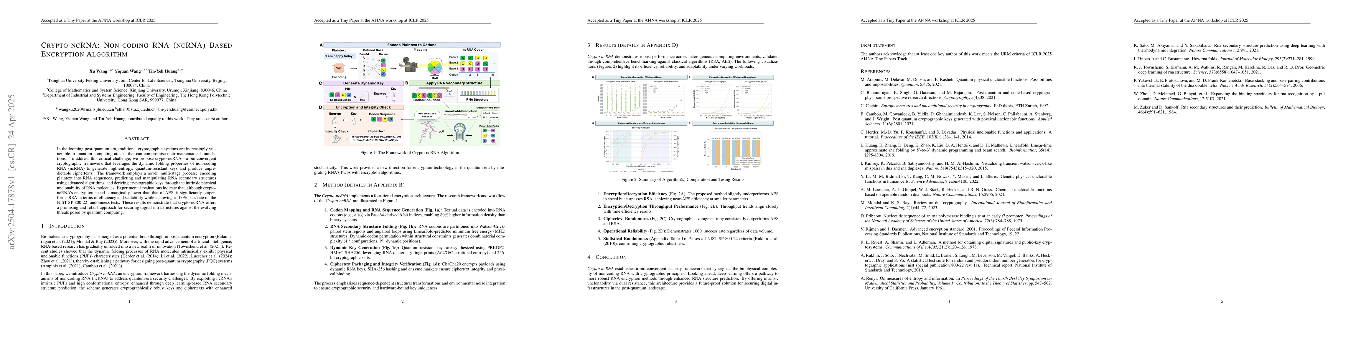 Thumbnail for Crypto-ncRNA: Non-coding RNA (ncRNA) Based Encryption Algorithm