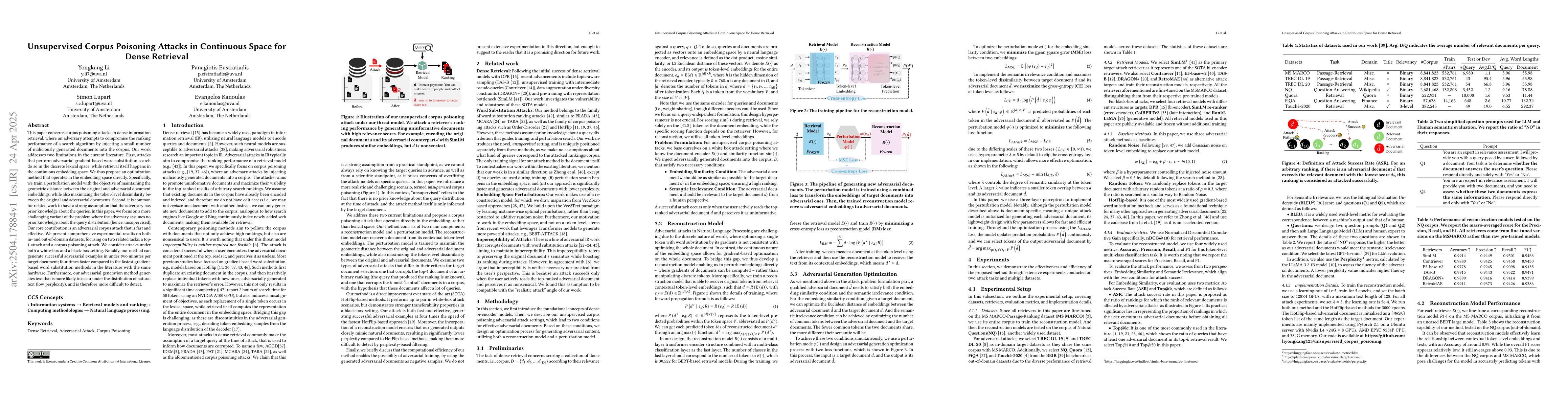 Thumbnail for Unsupervised Corpus Poisoning Attacks in Continuous Space for Dense
  Retrieval