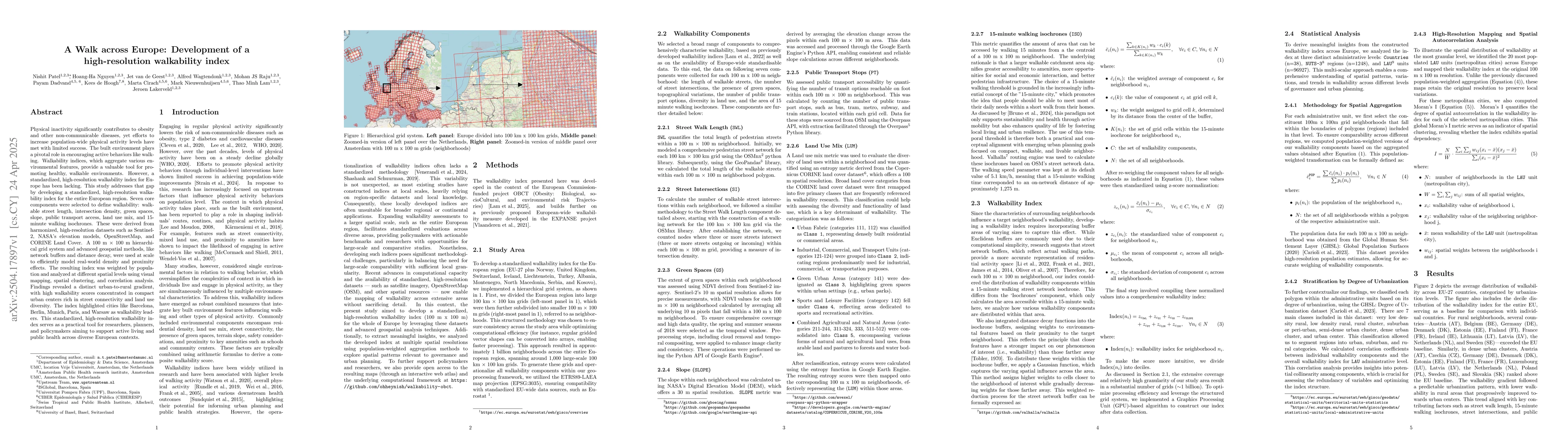 Thumbnail for A Walk across Europe: Development of a high-resolution walkability index