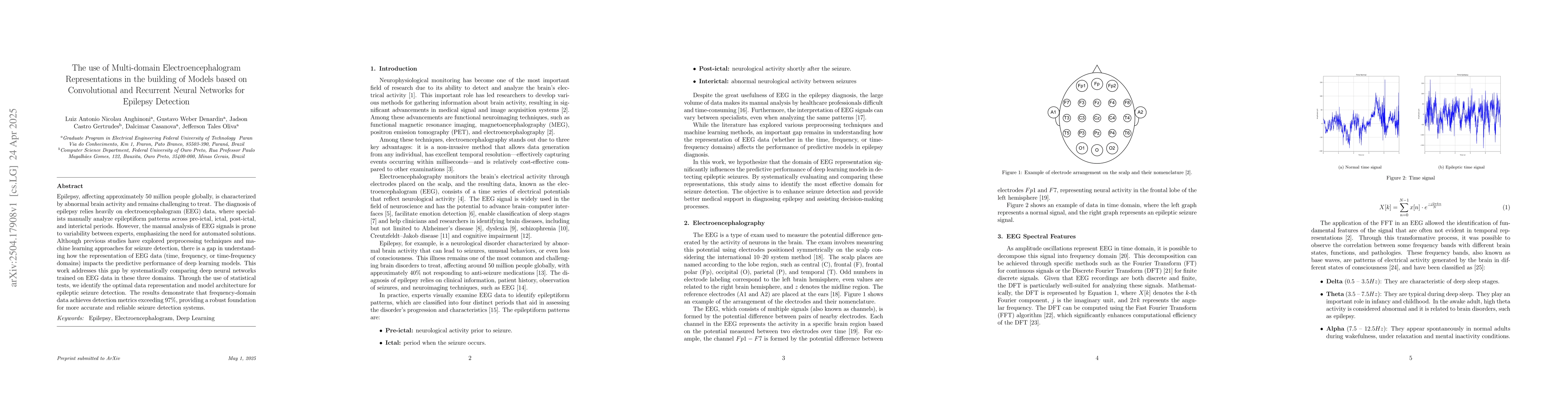 Thumbnail for The use of Multi-domain Electroencephalogram Representations in the
  building of Models based on Convolutional and Recurrent Neural Networks for
  Epilepsy Detection