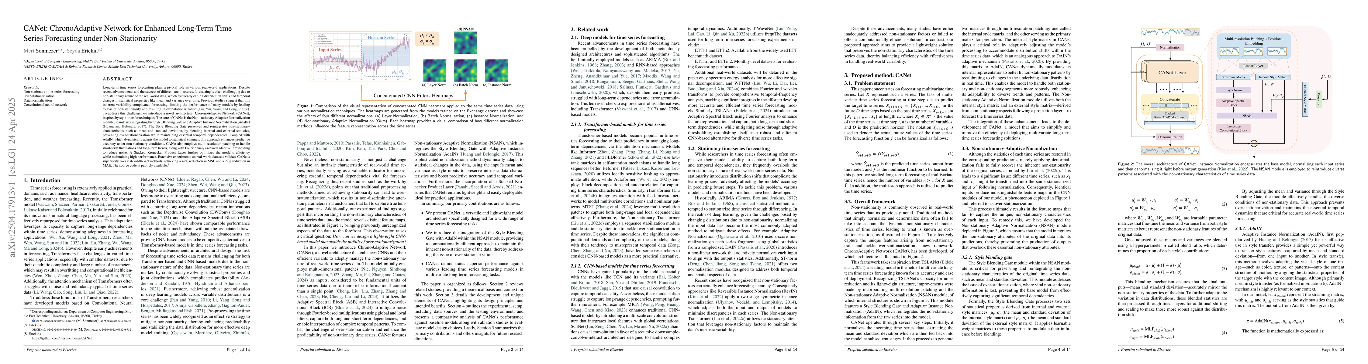 Thumbnail for CANet: ChronoAdaptive Network for Enhanced Long-Term Time Series
  Forecasting under Non-Stationarity