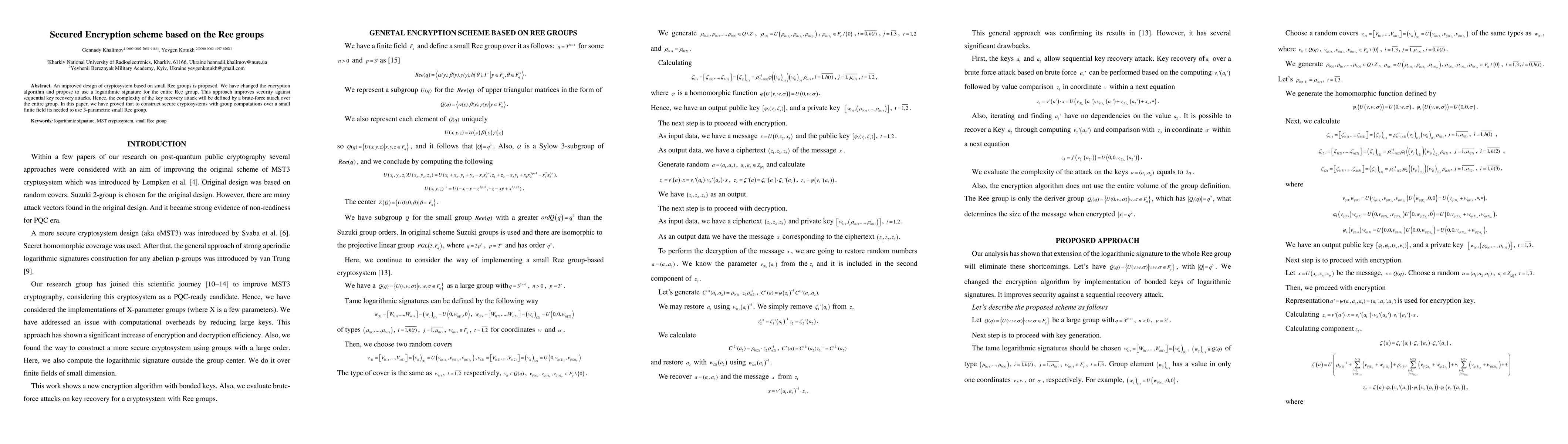 Thumbnail for Secured Encryption scheme based on the Ree groups