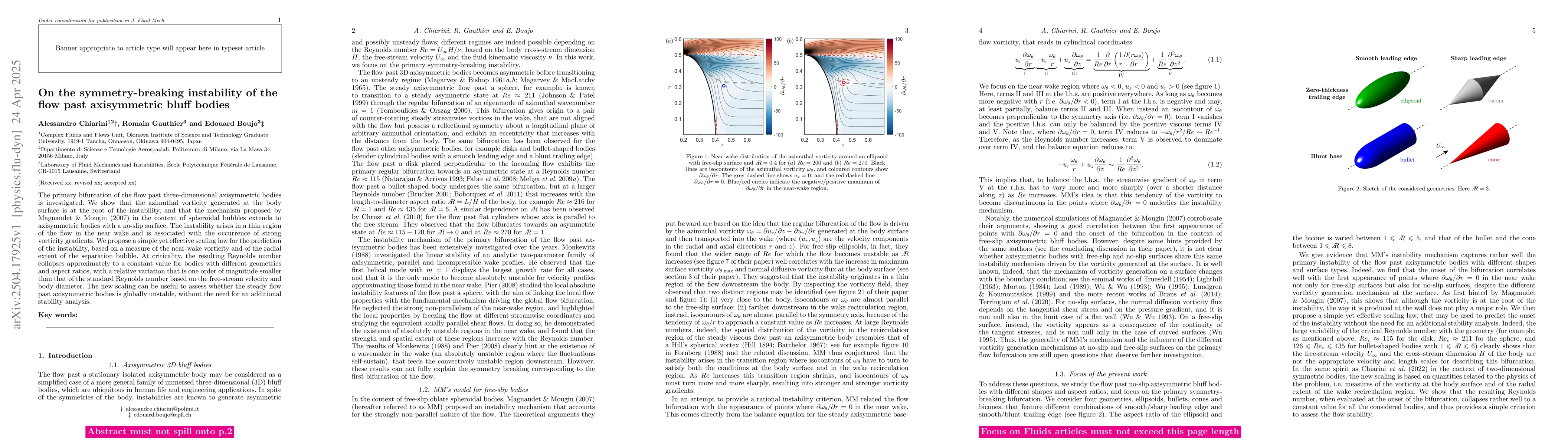 Thumbnail for On the symmetry-breaking instability of the flow past axisymmetric bluff
  bodies