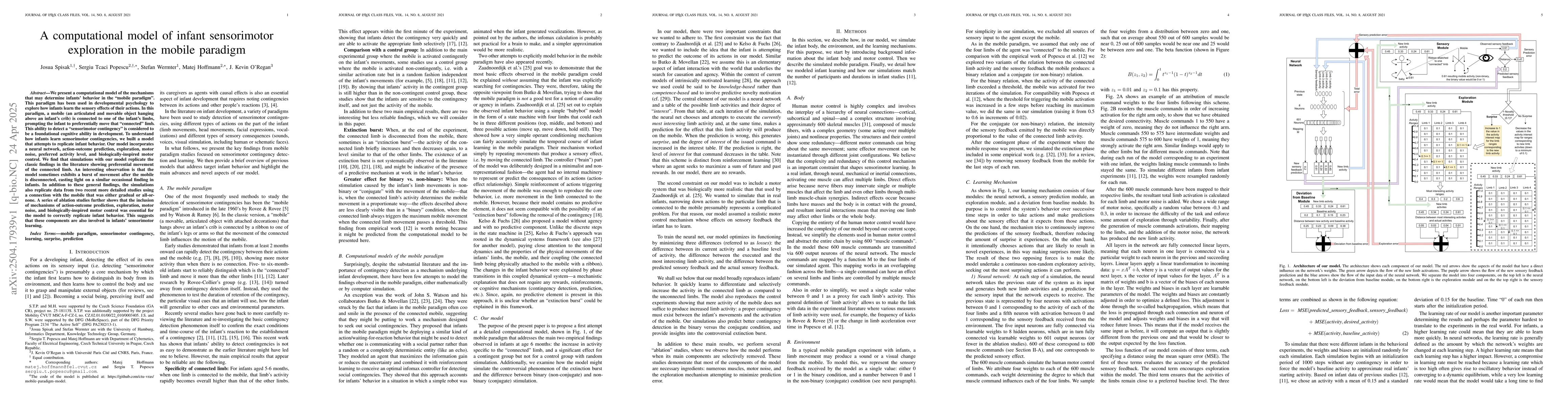 Thumbnail for A computational model of infant sensorimotor exploration in the mobile
  paradigm