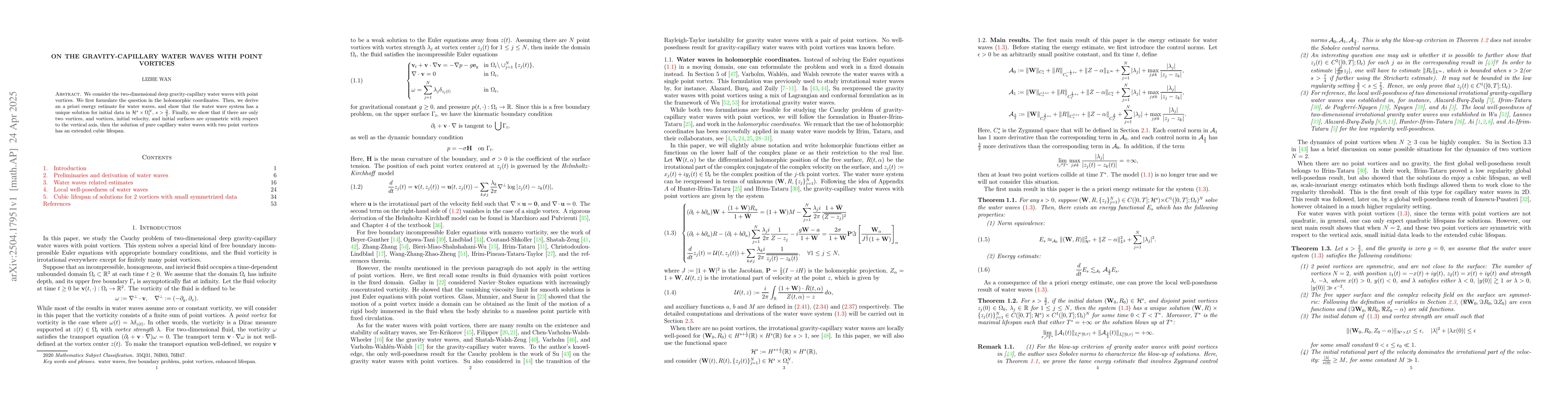 Thumbnail for On the gravity-capillary water waves with point vortices