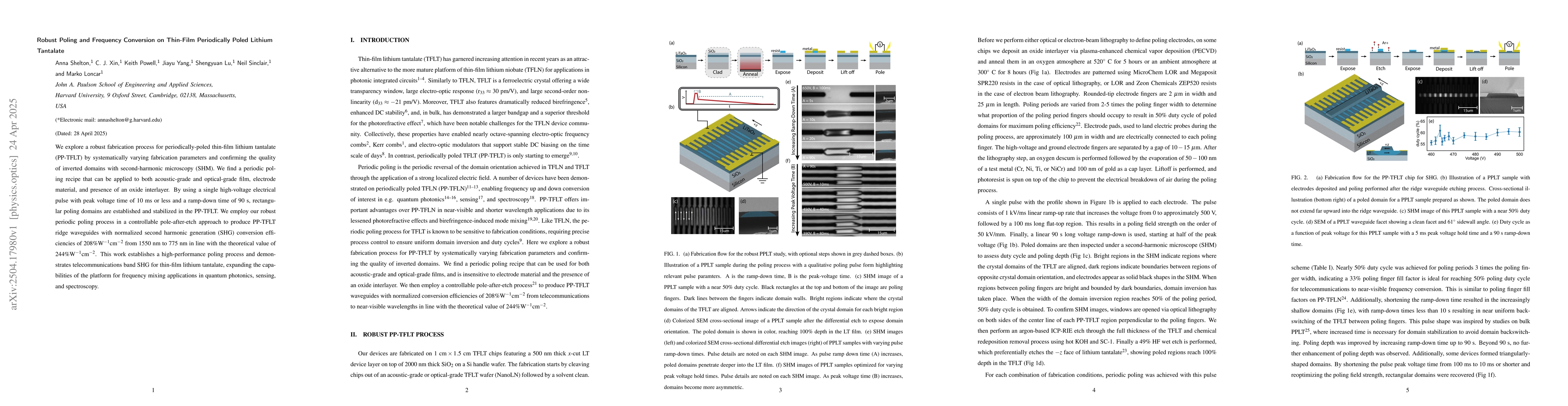 Thumbnail for Robust Poling and Frequency Conversion on Thin-Film Periodically Poled
  Lithium Tantalate