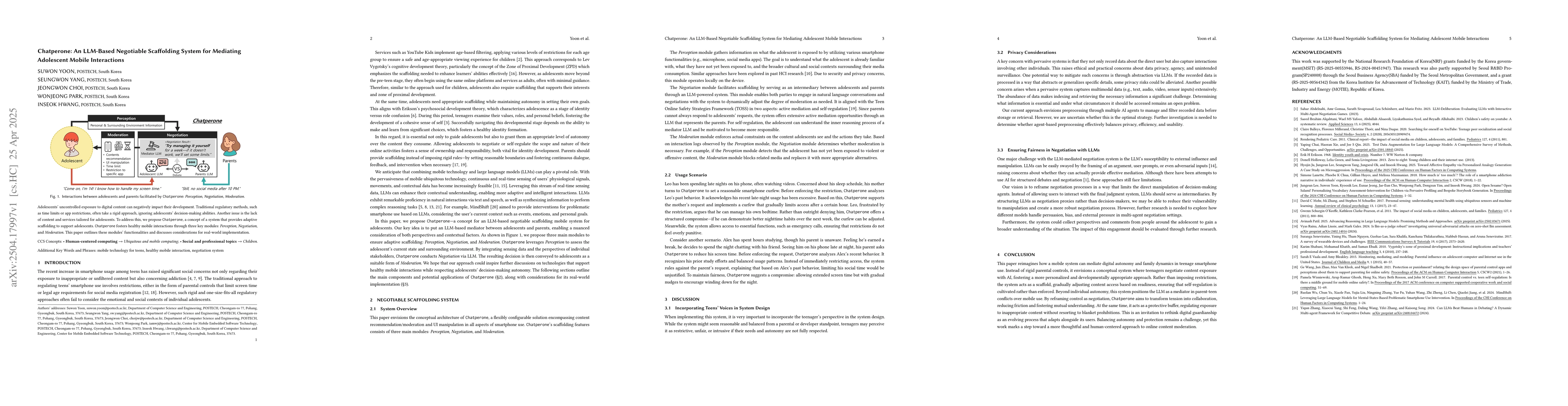 Thumbnail for Chatperone: An LLM-Based Negotiable Scaffolding System for Mediating
  Adolescent Mobile Interactions