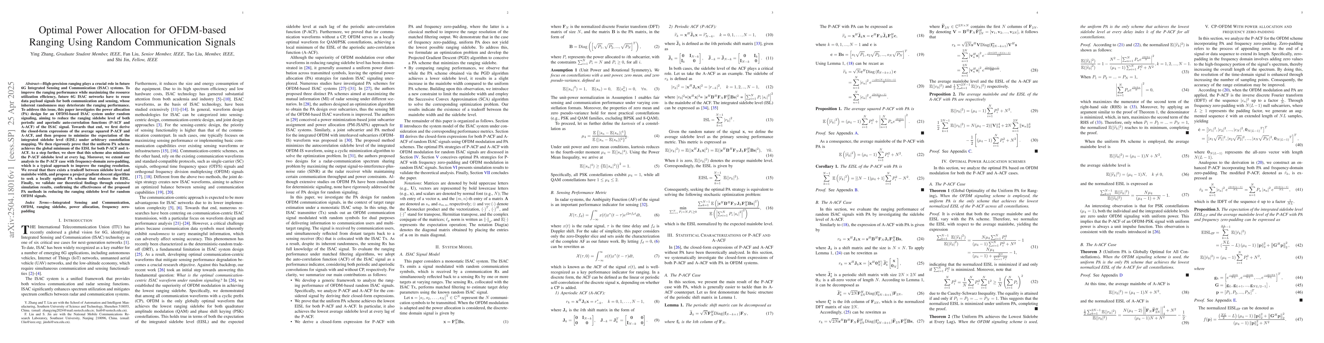 Thumbnail for Optimal Power Allocation for OFDM-based Ranging Using Random
  Communication Signals