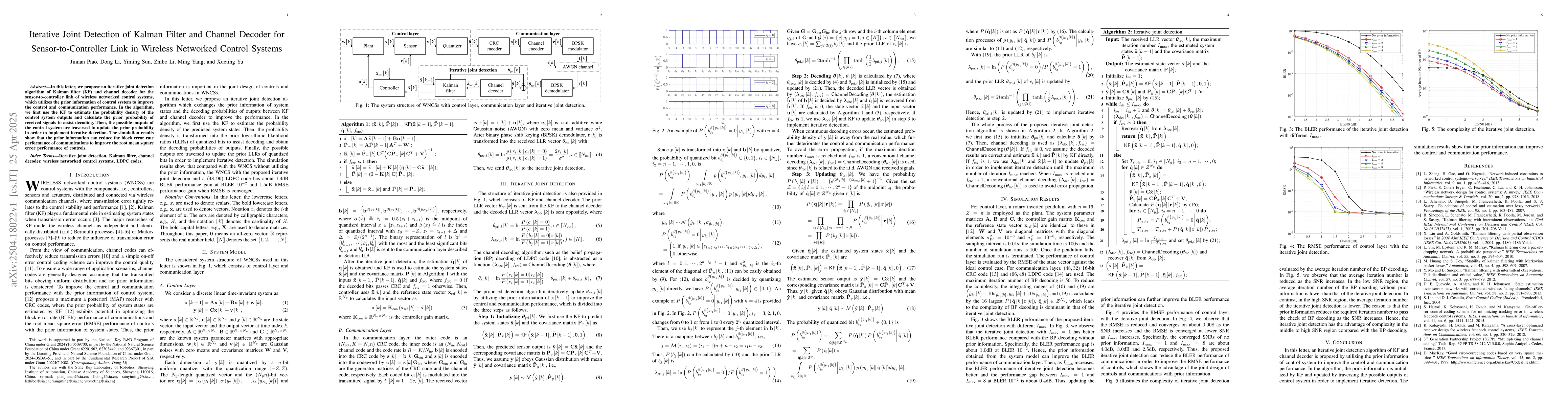 Thumbnail for Iterative Joint Detection of Kalman Filter and Channel Decoder for
  Sensor-to-Controller Link in Wireless Networked Control Systems