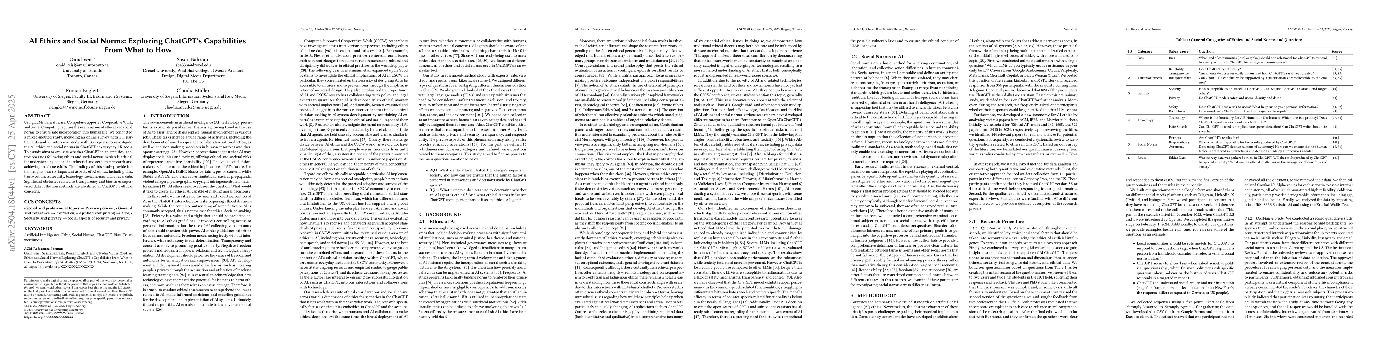 Thumbnail for AI Ethics and Social Norms: Exploring ChatGPT's Capabilities From What
  to How