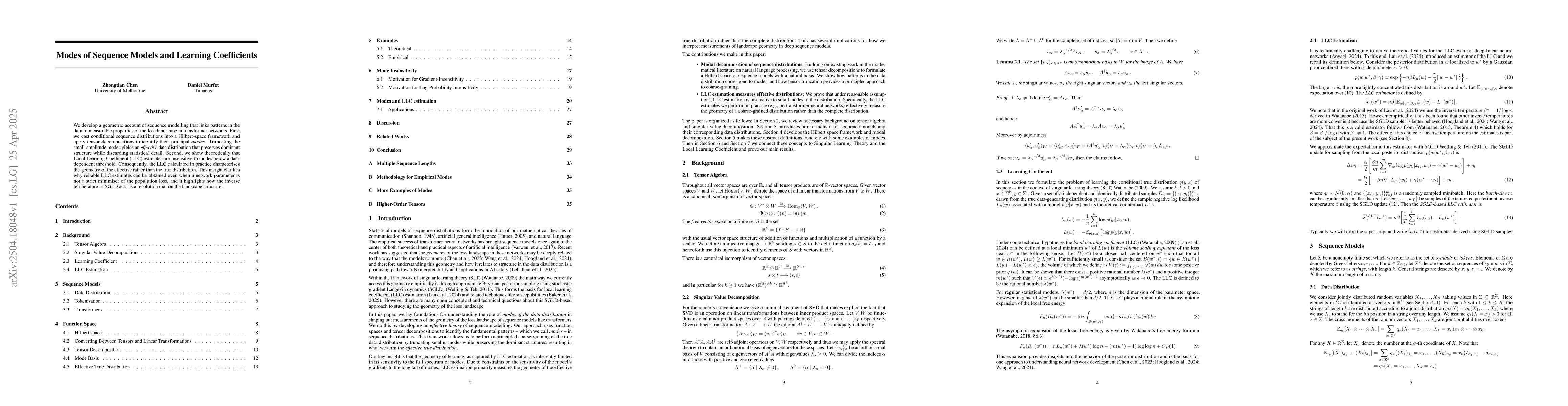 Thumbnail for Modes of Sequence Models and Learning Coefficients