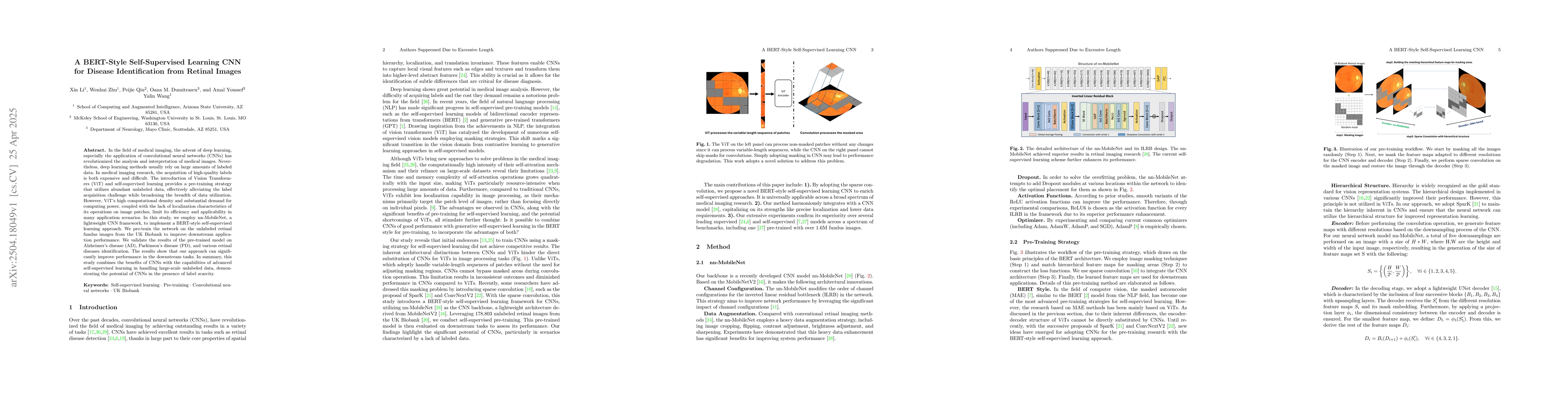 Thumbnail for A BERT-Style Self-Supervised Learning CNN for Disease Identification
  from Retinal Images