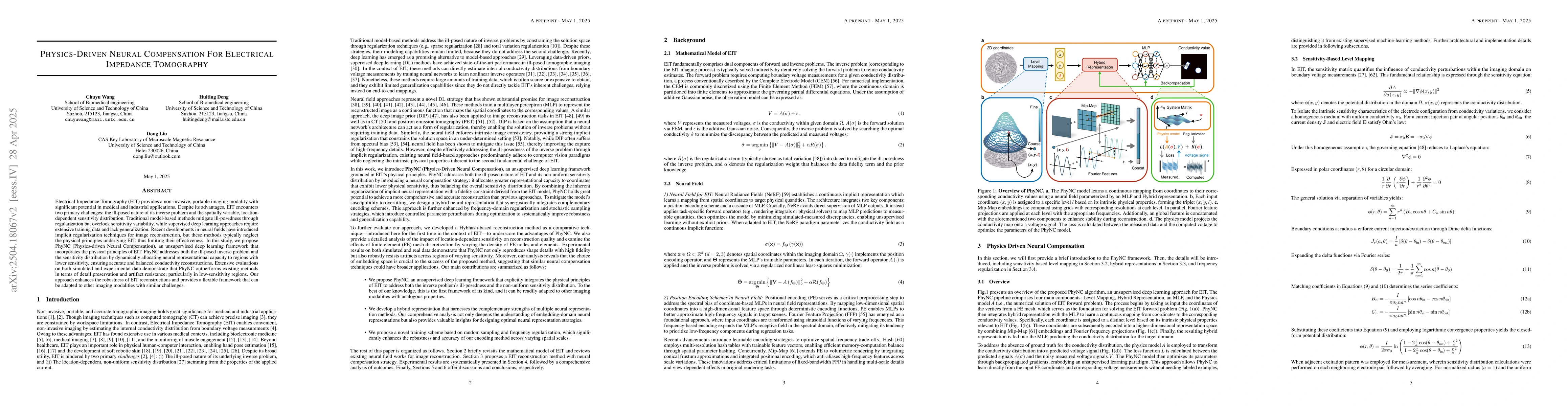 Thumbnail for Physics-Driven Neural Compensation For Electrical Impedance Tomography