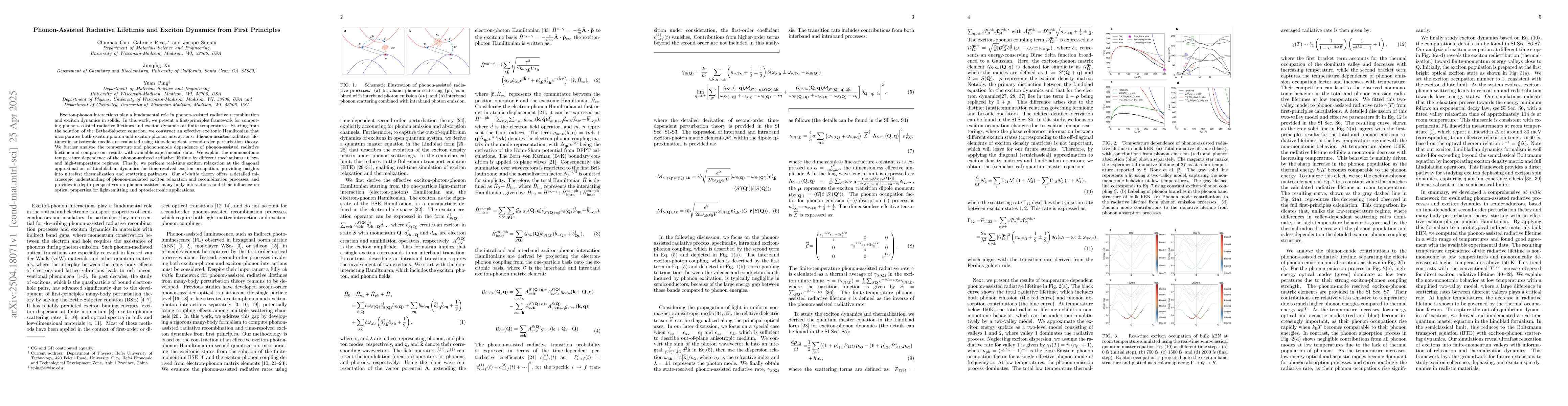 Thumbnail for Phonon-Assisted Radiative Lifetimes and Exciton Dynamics from First
  Principles