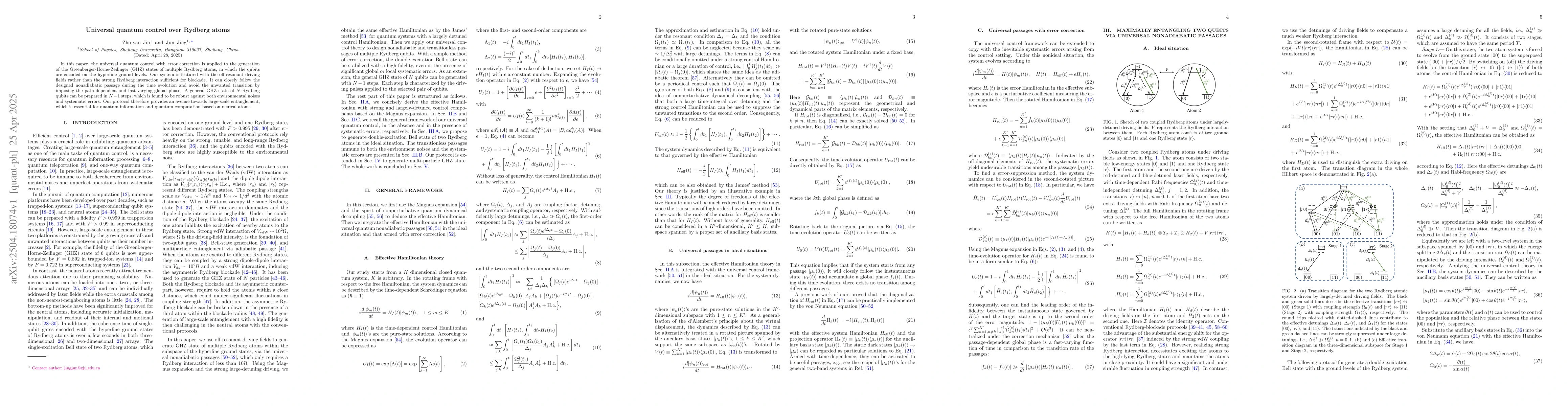Thumbnail for Universal quantum control over Rydberg atoms