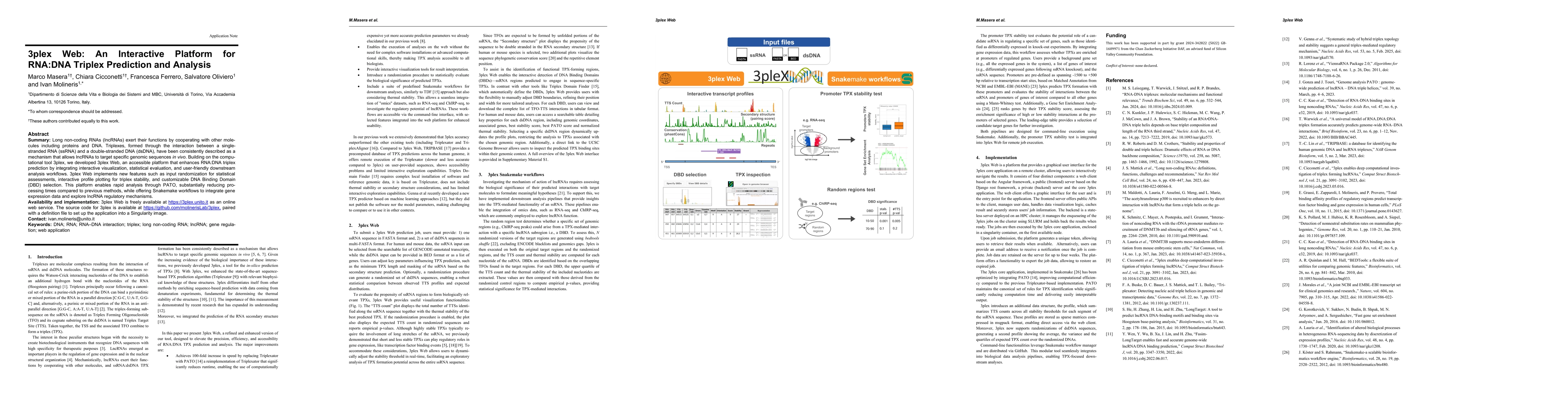 Thumbnail for 3plex Web: An Interactive Platform for RNA:DNA Triplex Prediction and
  Analysis