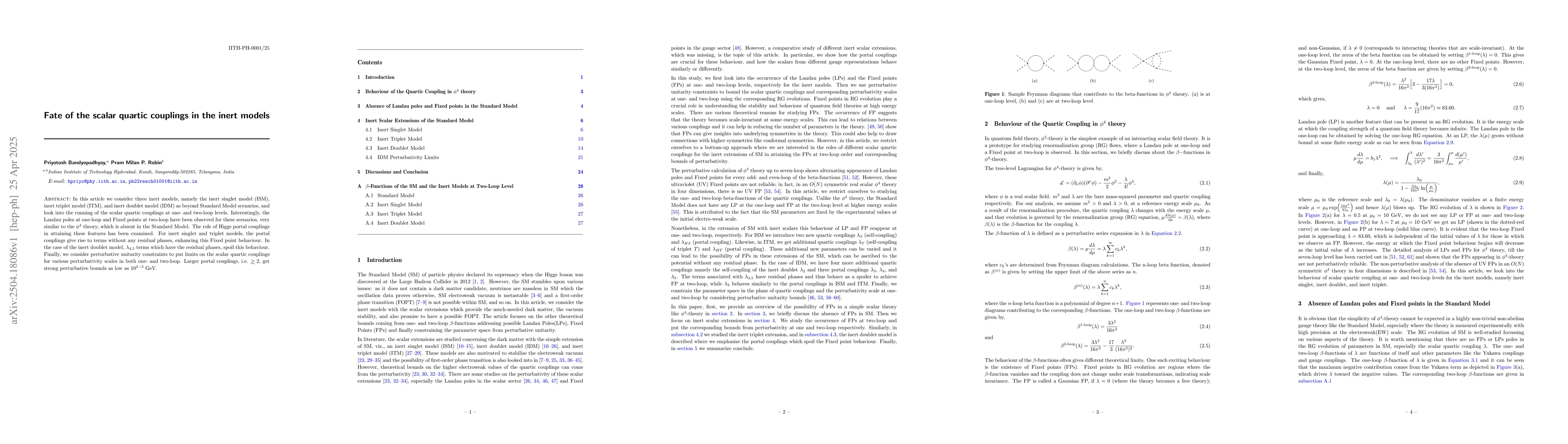 Thumbnail for Fate of the scalar quartic couplings in the inert models