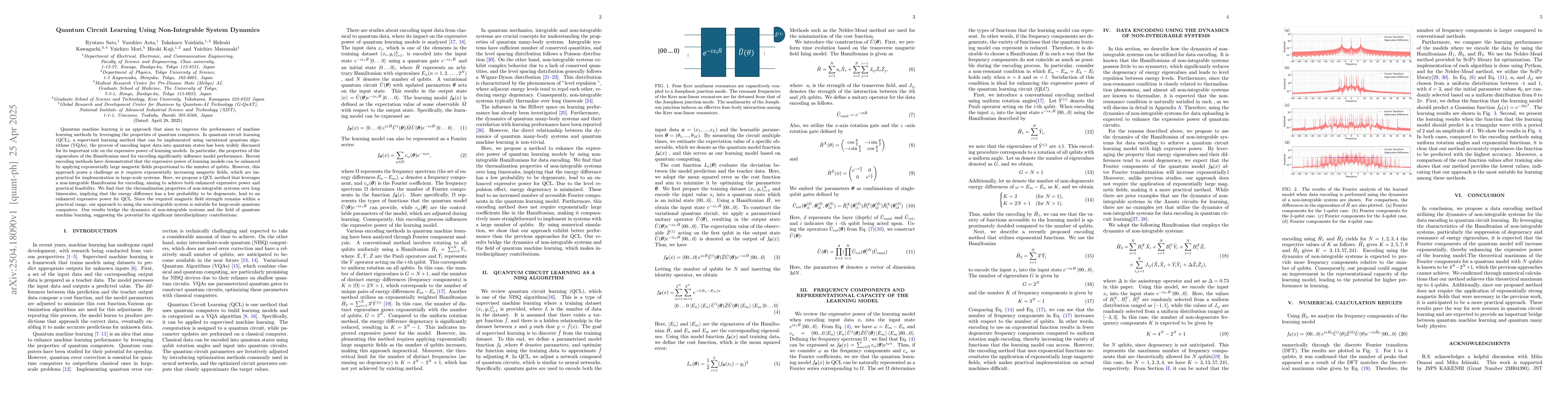 Thumbnail for Quantum Circuit Learning Using Non-Integrable System Dynamics