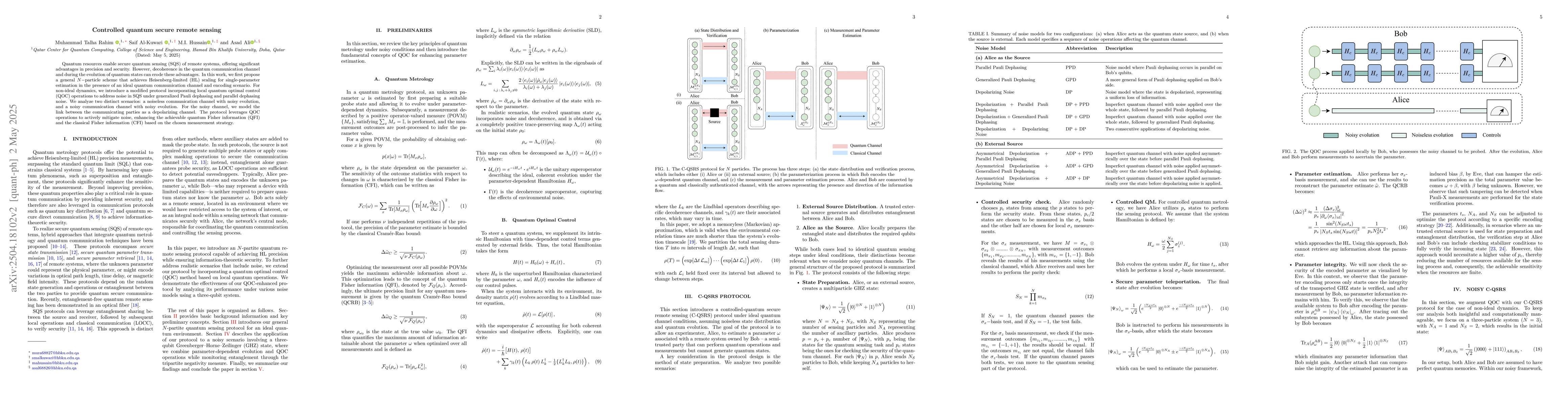 Thumbnail for Controlled quantum secure remote sensing