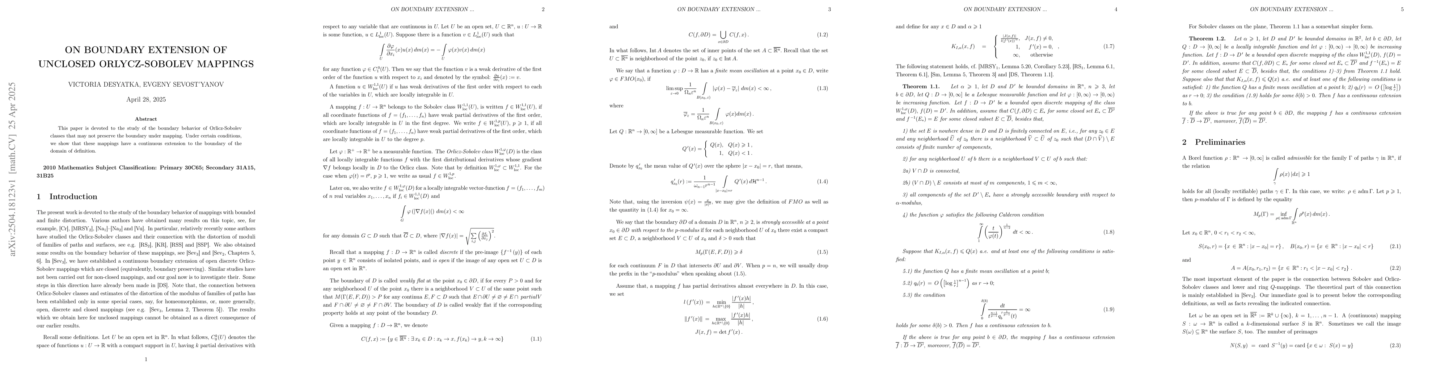 Thumbnail for On boundary extension of unclosed Orlicz-Sobolev mappings
