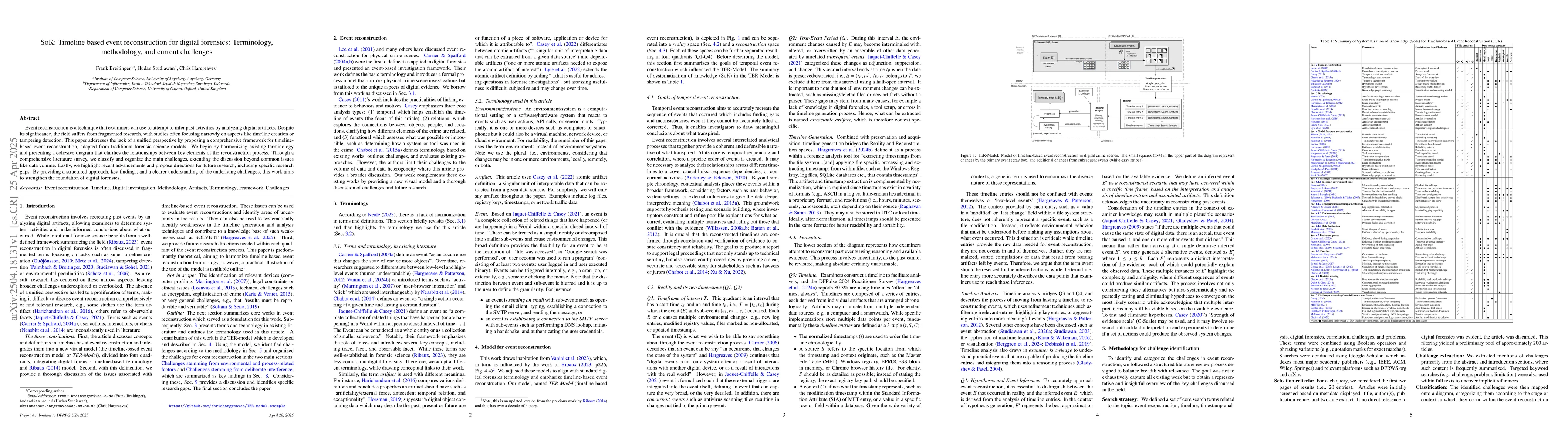 Thumbnail for SoK: Timeline based event reconstruction for digital forensics:
  Terminology, methodology, and current challenges