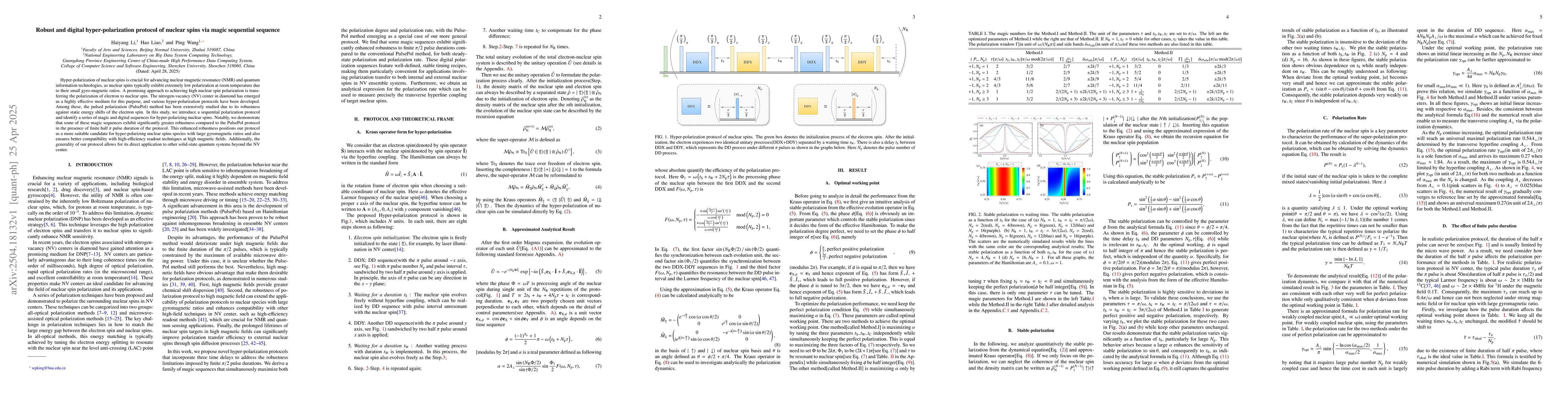 Thumbnail for Robust and digital hyper-polarization protocol of nuclear spins via
  magic sequential sequence