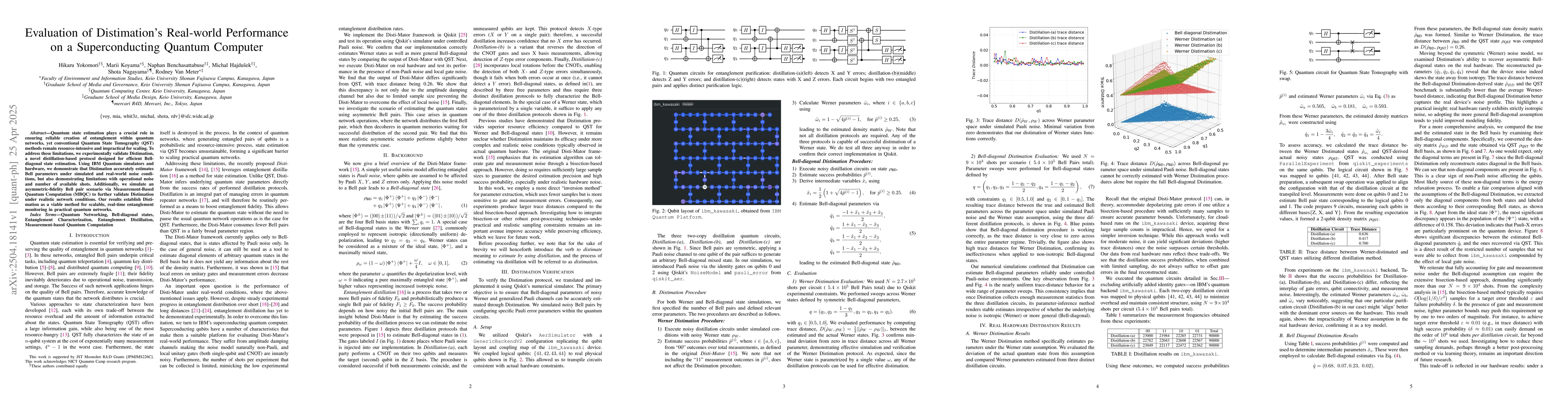 Thumbnail for Evaluation of Distimation's Real-world Performance on a Superconducting
  Quantum Computer