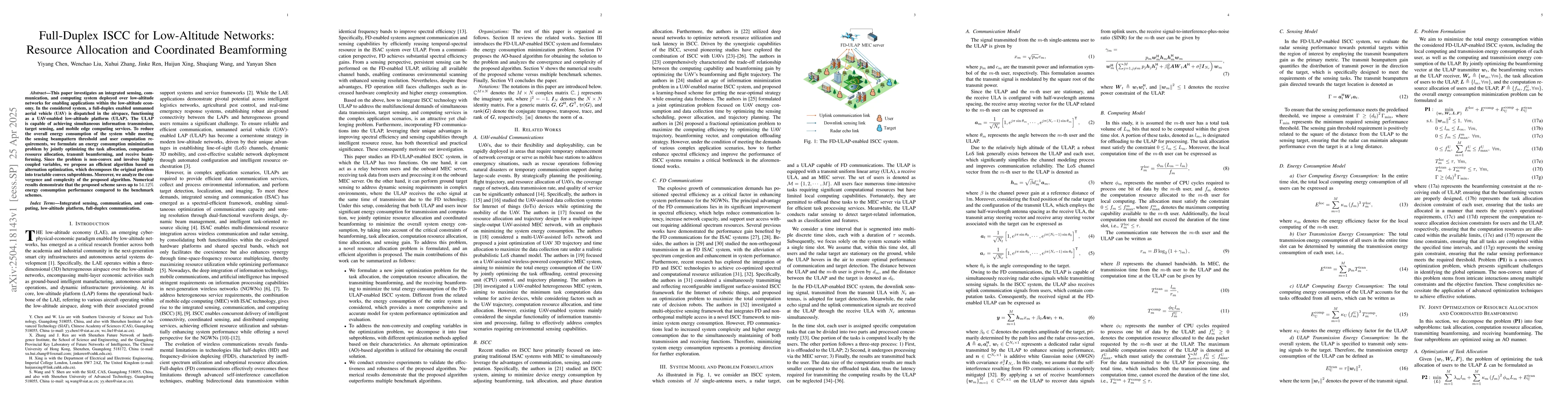 Thumbnail for Full-Duplex ISCC for Low-Altitude Networks: Resource Allocation and
  Coordinated Beamforming