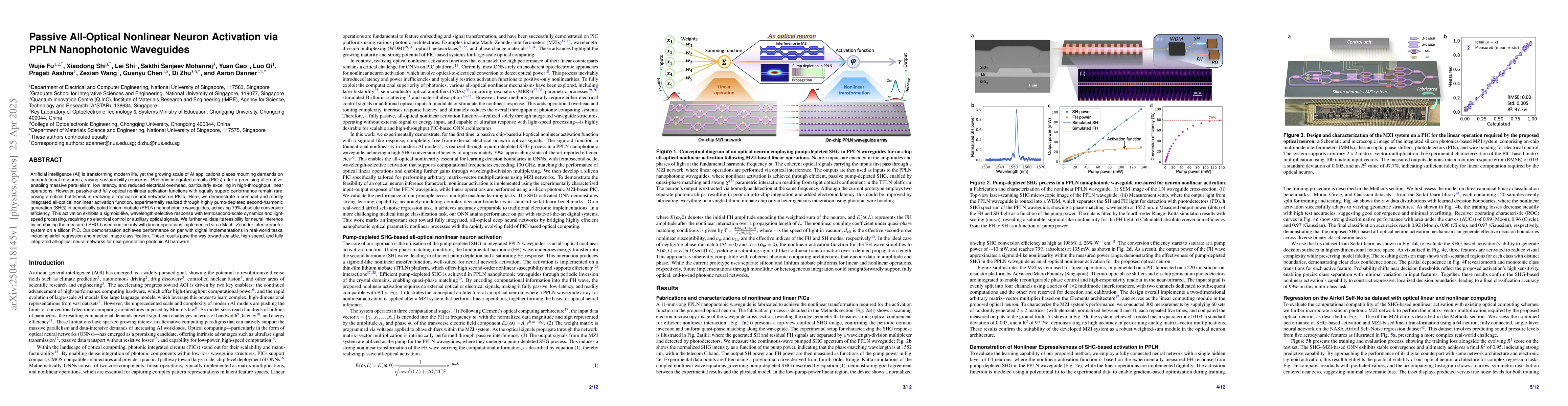 Thumbnail for Passive All-Optical Nonlinear Neuron Activation via PPLN Nanophotonic
  Waveguides