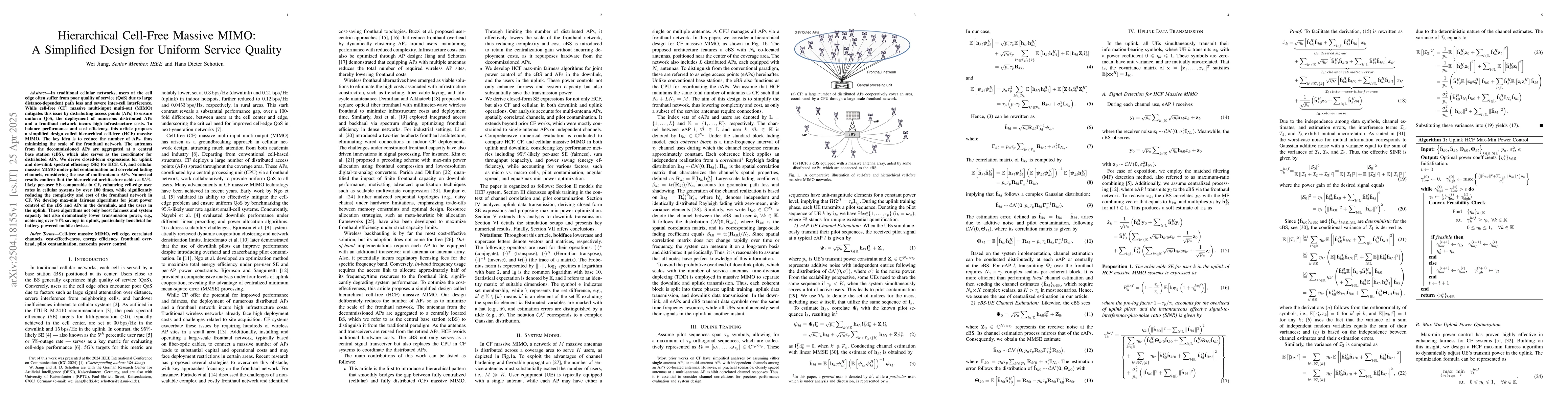 Thumbnail for Hierarchical Cell-Free Massive MIMO: A Simplified Design for Uniform
  Service Quality