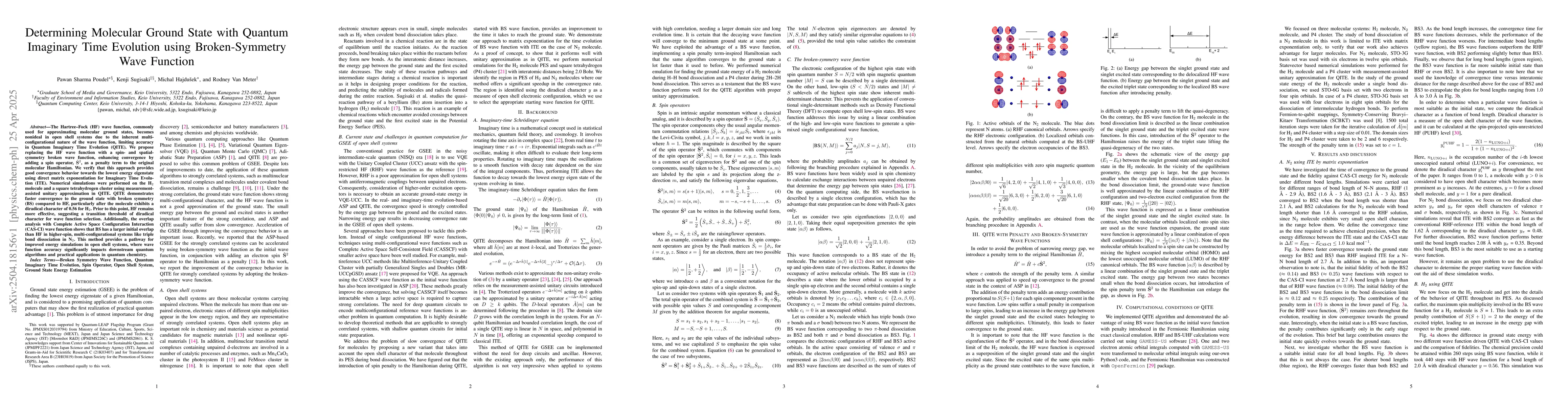 Thumbnail for Determining Molecular Ground State with Quantum Imaginary Time Evolution
  using Broken-Symmetry Wave Function